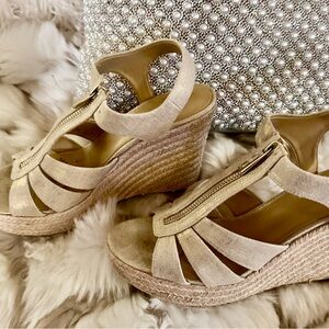Michael Kors Gold shimmery  Wedge Heels Size 9